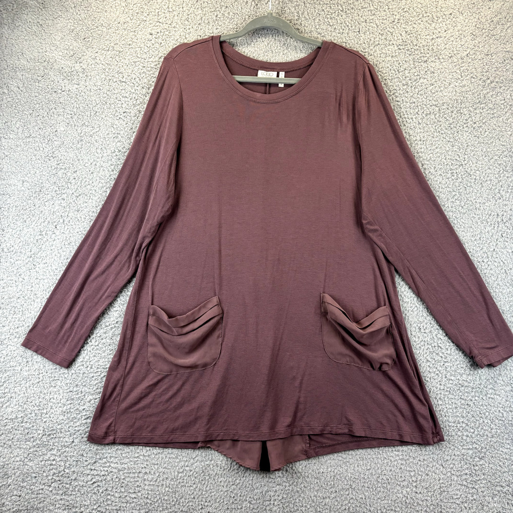 LOGO Lori Goldstein Tunic XL Lagenlook Chiffon Flowy Soft Comfort Pockets Purple - Picture 1 of 10